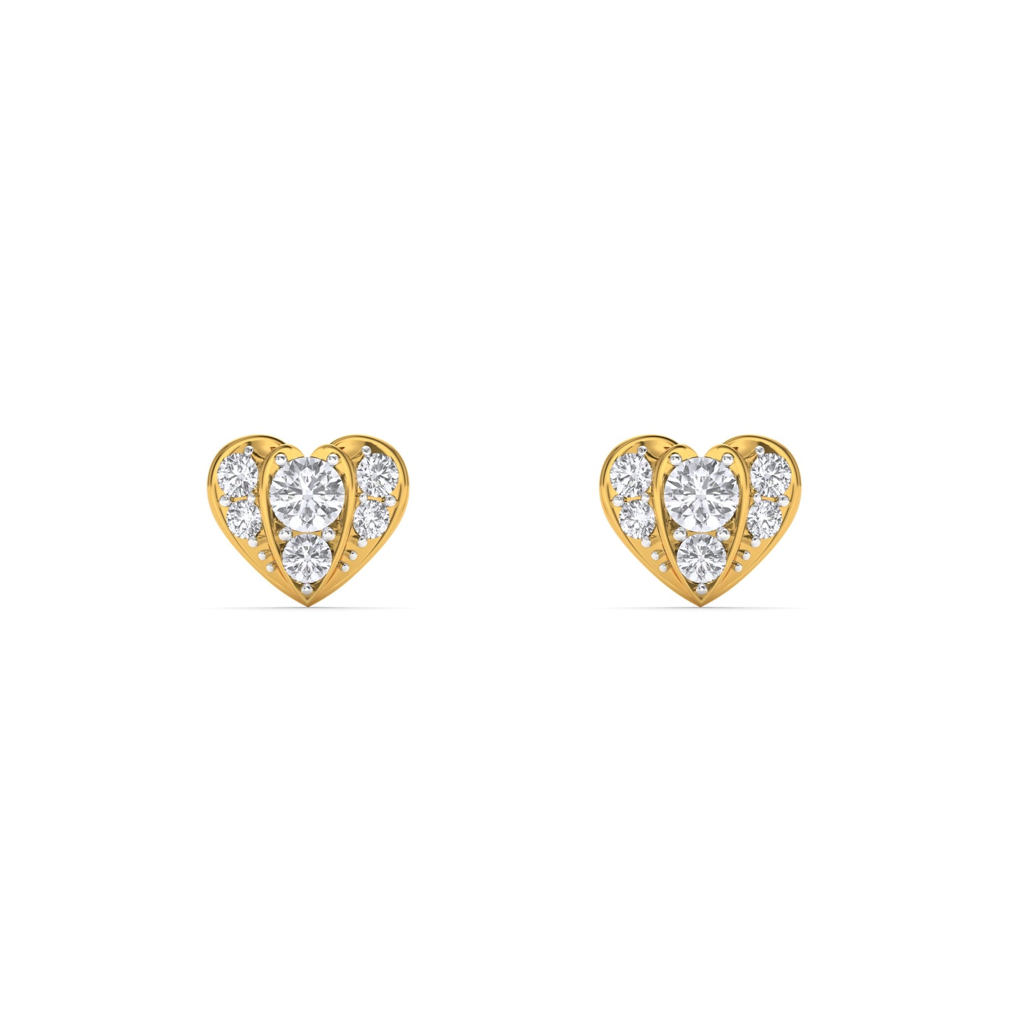Romantic Heart Cluster 9KT Gold Laboratory Grown Diamond Stud Earring