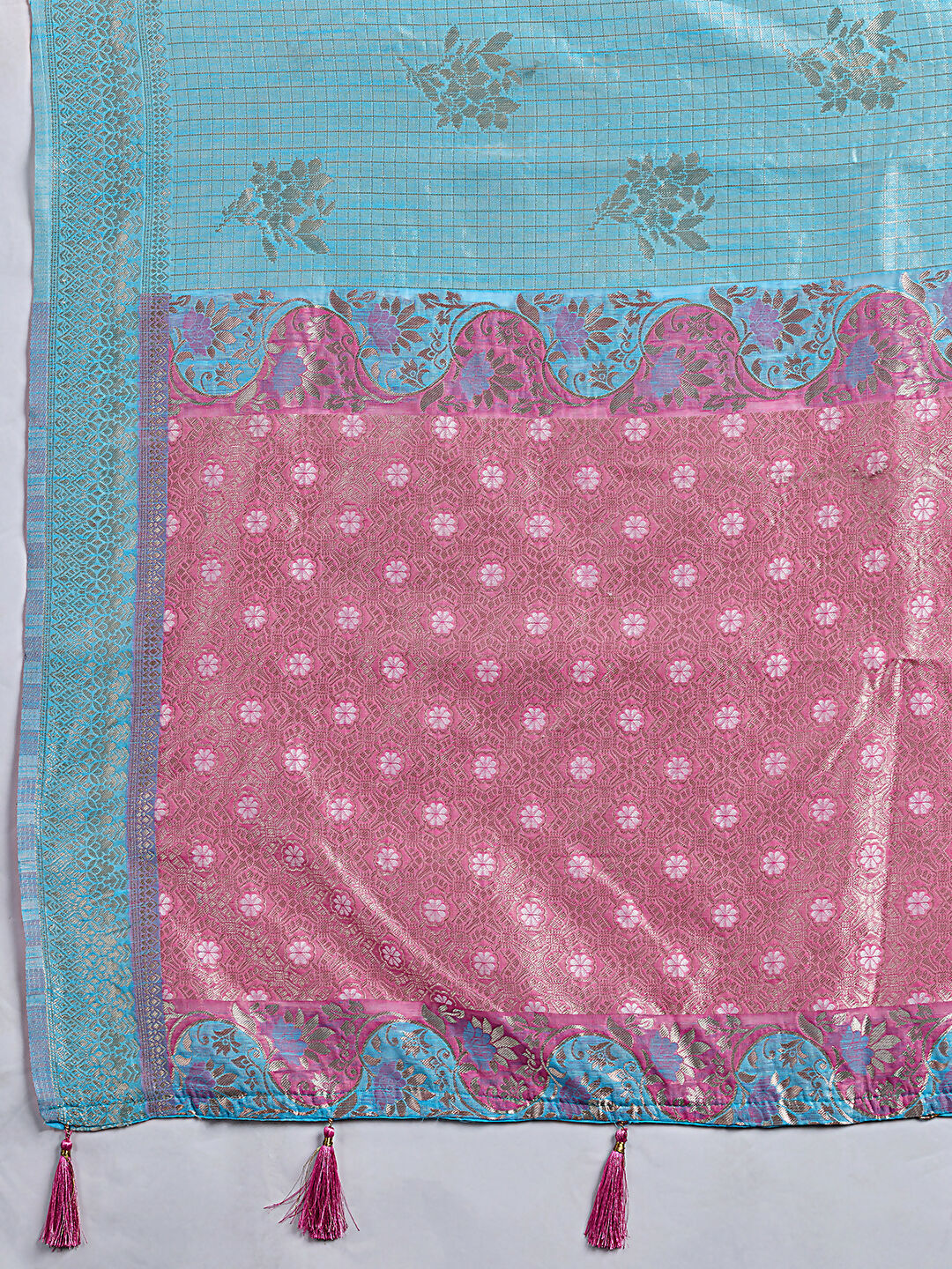 Shree Shyam Fashion Sky Blue Linen Cotton Saree