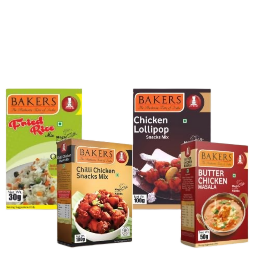 BAKERS Fried Rice Mix ,Butter Chicken Masala ,Chilli Chicken Masala Mix ,Chicken Lollypop
