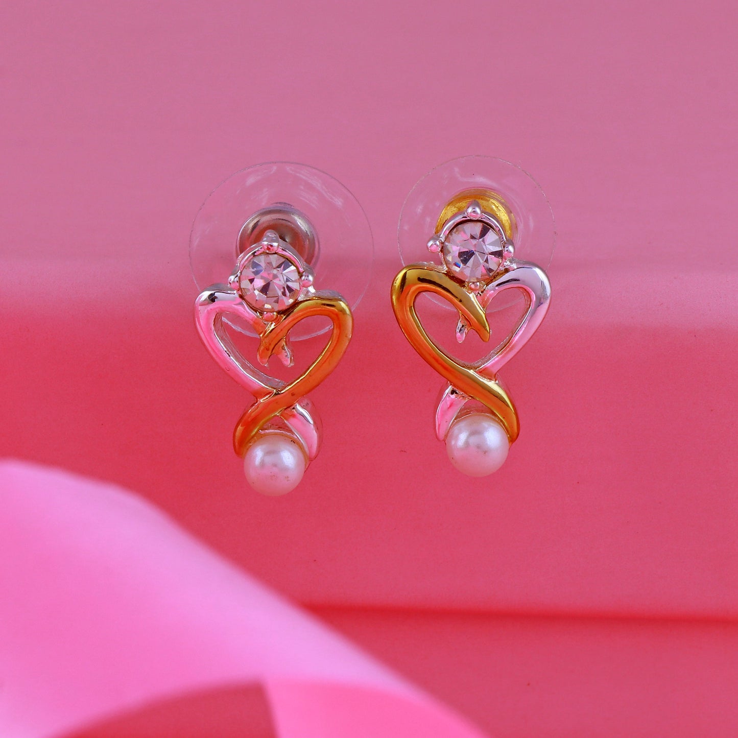 Estele - Two Plated Heart Shaped Stud Earrings