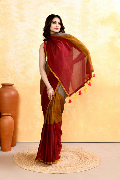 Piyari Fashion Women's Multi Embellished Handloom Cotton Saree