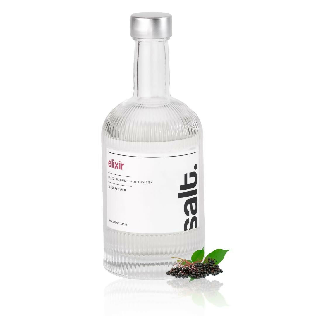 Salt. Oral Care Elixir Gum Healing Mouthwash Natural Relief for Bleeding & Swollen Gums Aloe Vera, Sage & Elderflower Formula
