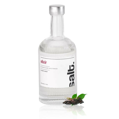 Salt. Oral Care Elixir Gum Healing Mouthwash Natural Relief for Bleeding & Swollen Gums Aloe Vera, Sage & Elderflower Formula
