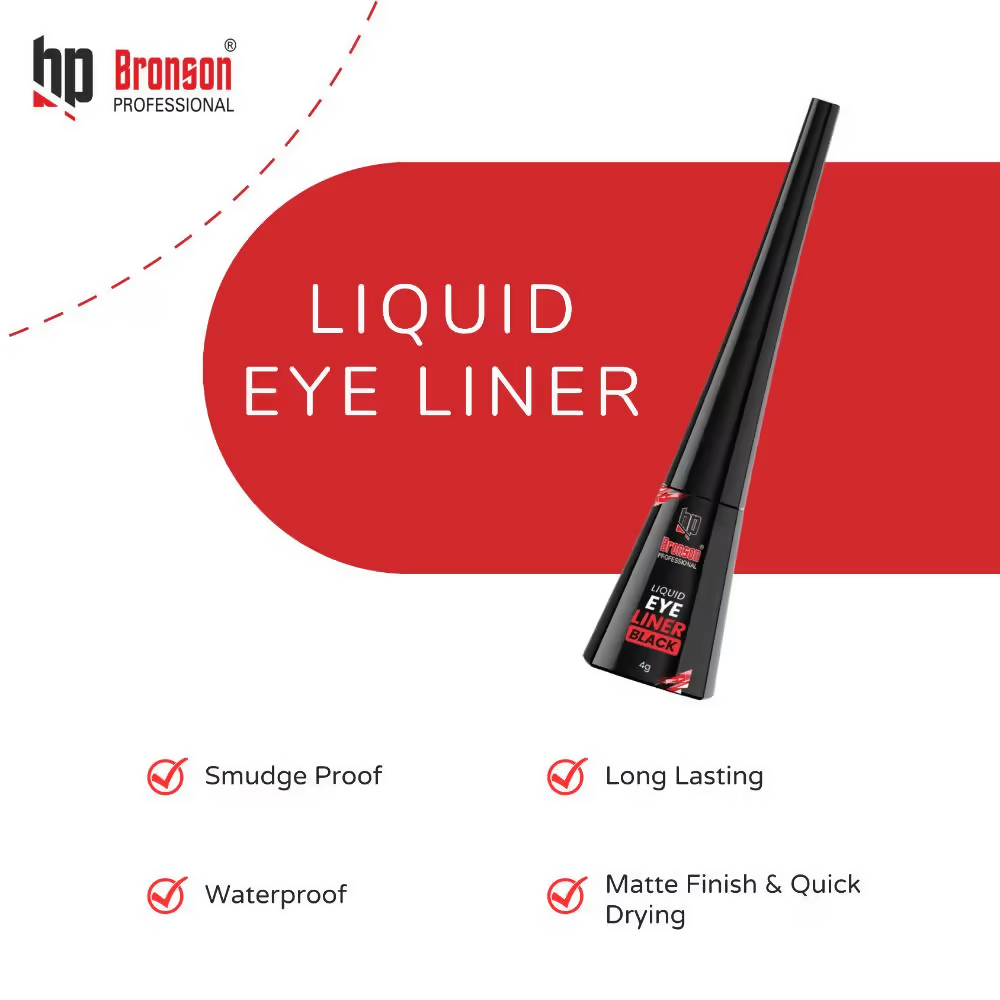 Bronson Professional Liquid Eyeliner Smudgeproof ,Lightweight, Matte Finsih Eyeliner - Black