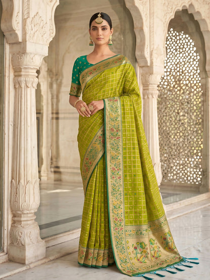 Shree Shyam Fashion Green Banarasi Silk Blend Saree