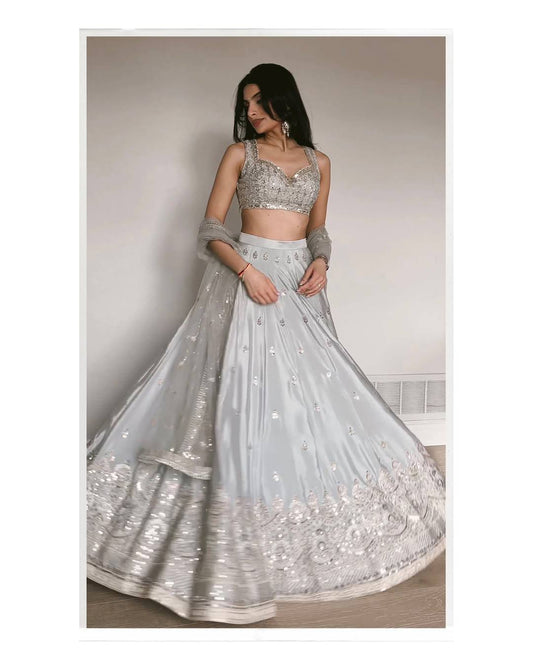 Lehenga Mart Gorgeous Lehenga Choli For Wedding-Grey