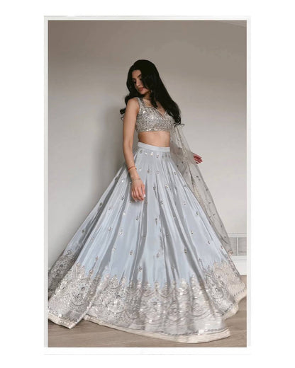 Lehenga Mart Gorgeous Lehenga Choli For Wedding-Grey