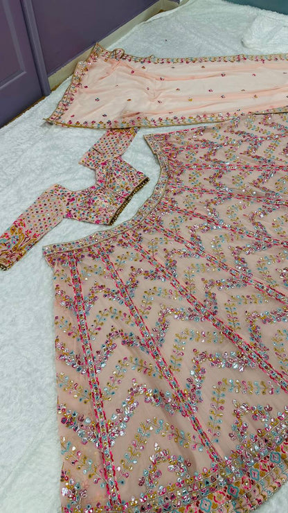 Lehenga Mart Gorgeous Lehenga Choli For Wedding-Peach