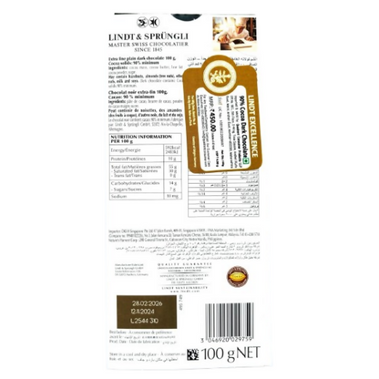 Lindt Excellence 90% Cocoa Dark Supreme Noir Chocolate Bar