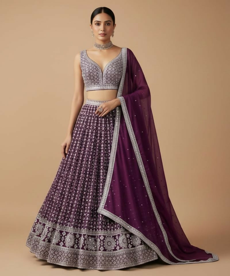 Lehenga Mart Purple Faux Georgette Designer Bollywood Style Wedding Wear Lehenga Choli