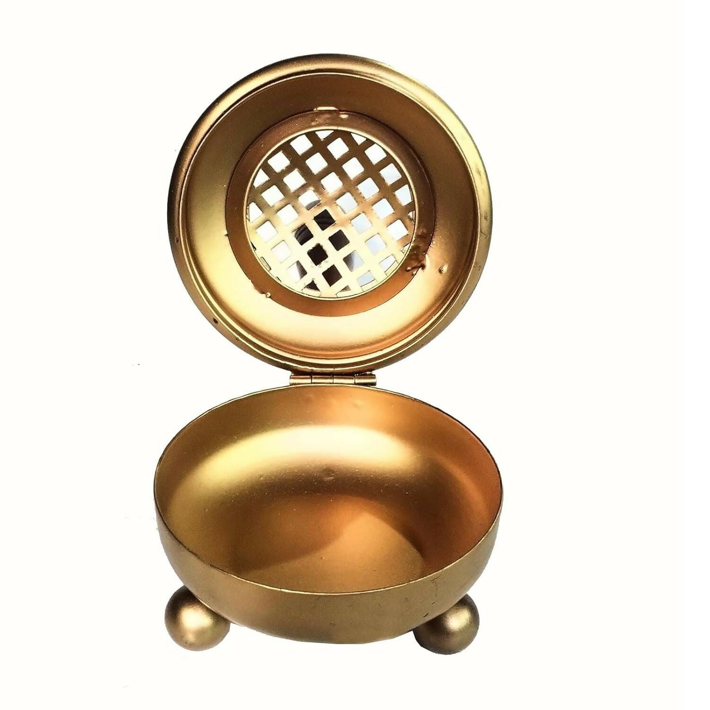 Not Available Handcrafted Metal Dhoop Dani Incense Burner - Golden Color