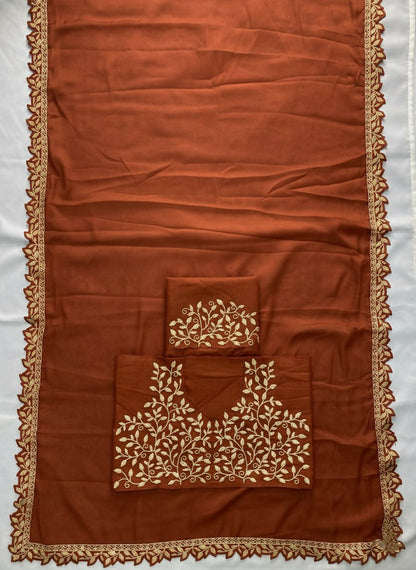 Teeya Creation Womens New Trendy Party Wear Wedding Collection Silk Saree-Orange