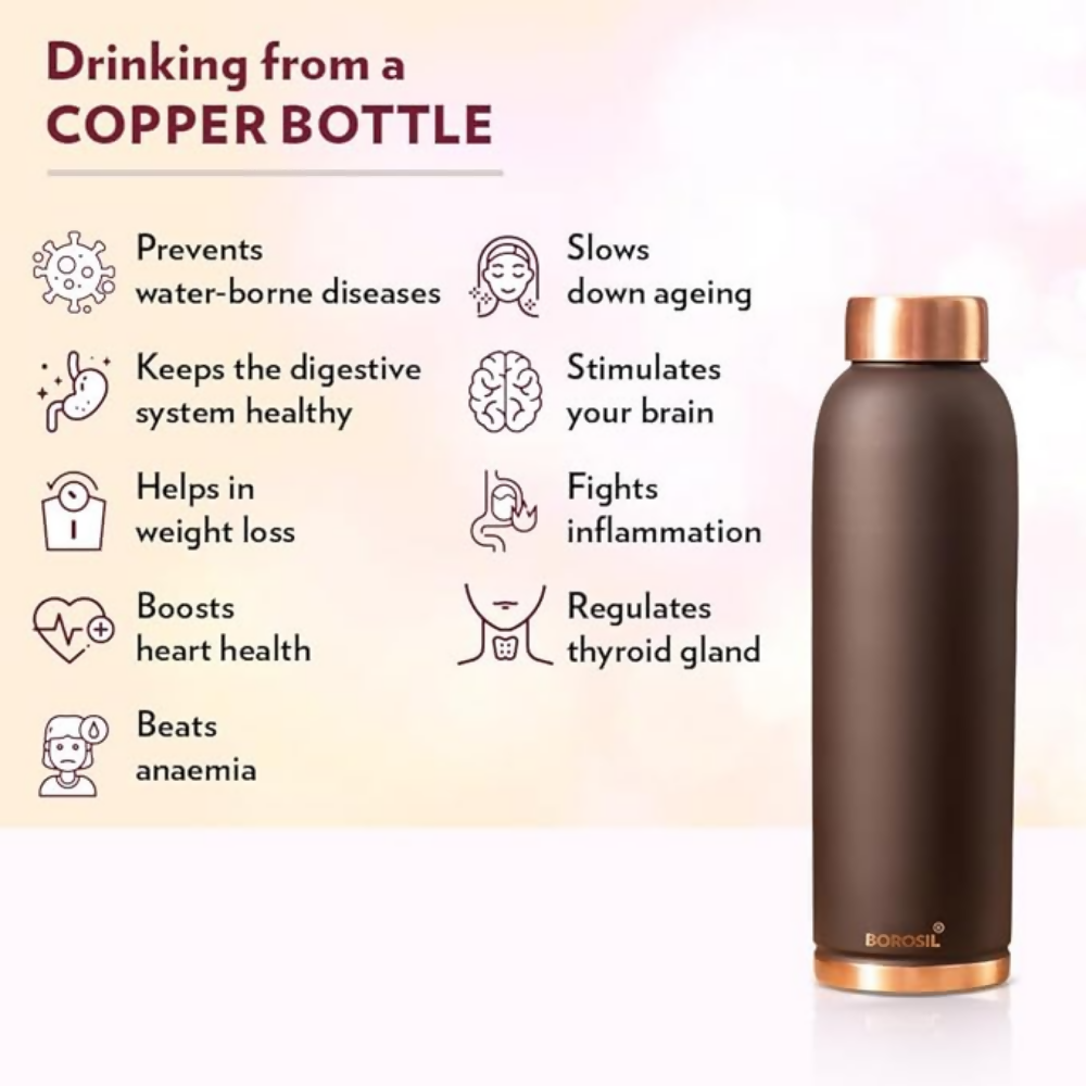Borosil Colour Copper bottle - Brown