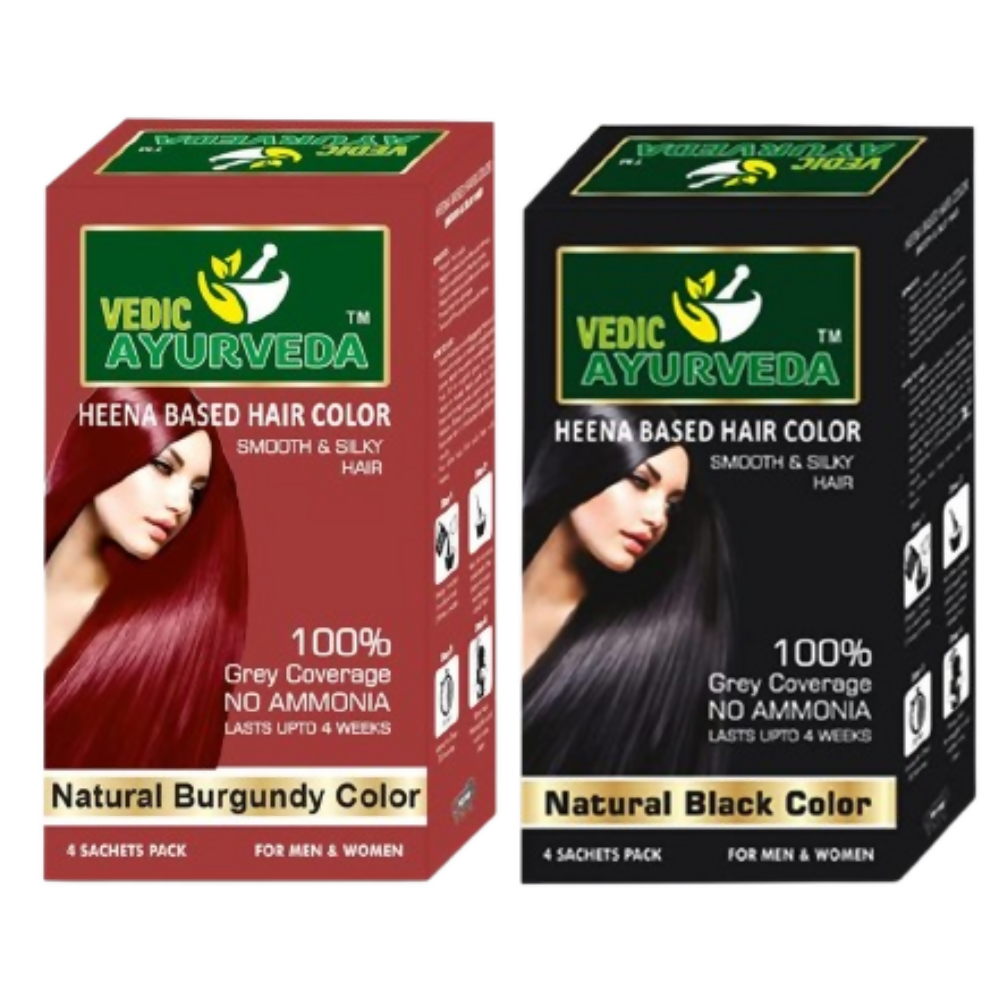 VedicAyurvedas No Ammonia Burgundy & No Ammonia Black Hair Color