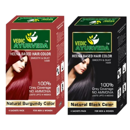 VedicAyurvedas No Ammonia Burgundy & No Ammonia Black Hair Color