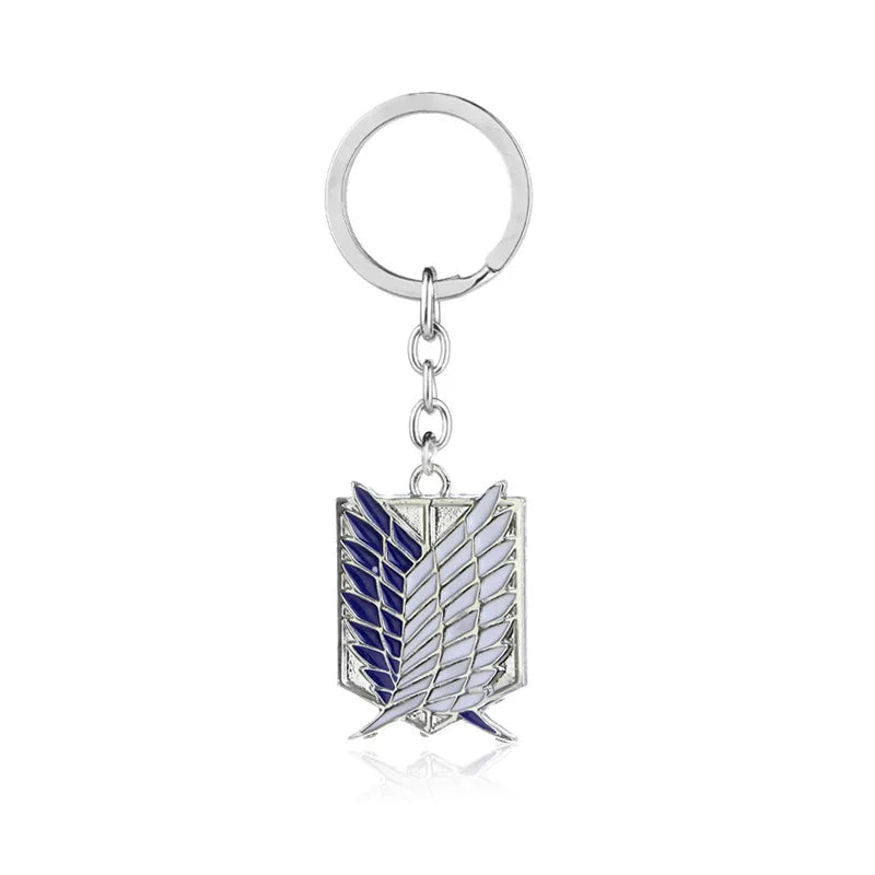 Attack on Titan Eren Yeager Wings of Freedom Double Blade Keychain | Anime Metal Keyring