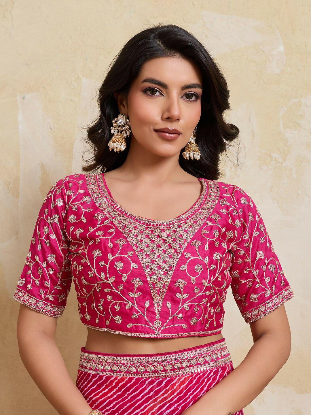 Teeya Creation New Trendy Leheriya Bandhani Georgette Saree For Daily Wear -Pink