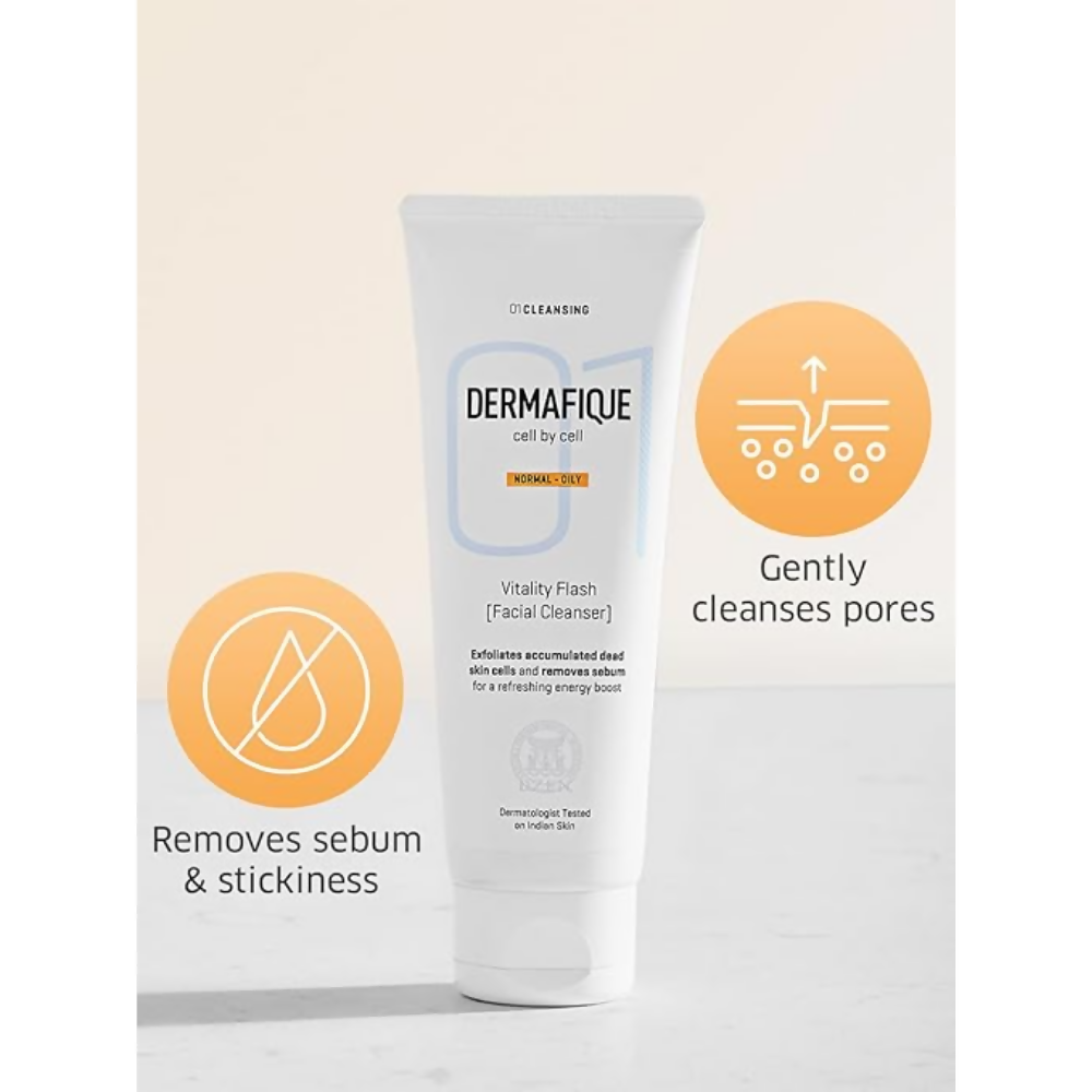 Dermafique Vitality Flash Facial Cleanser Exfoliating Face wash