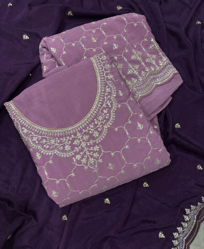 KC Heavy Chinon Lilac Salwar Suit For Women Ethnic Wear