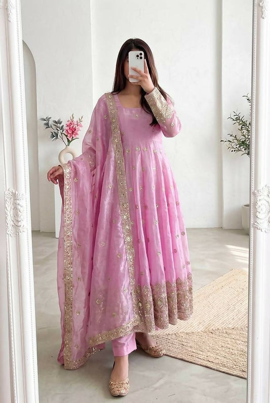 Teeya Creation New Latest Trendy Elegant Pink Festive Anarkali Suit for Women