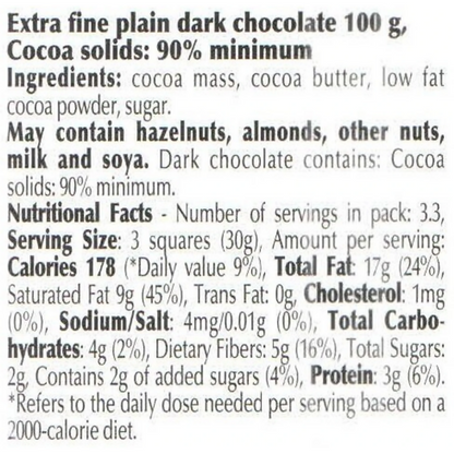 Lindt Excellence 90% Cocoa Dark Supreme Chocolate