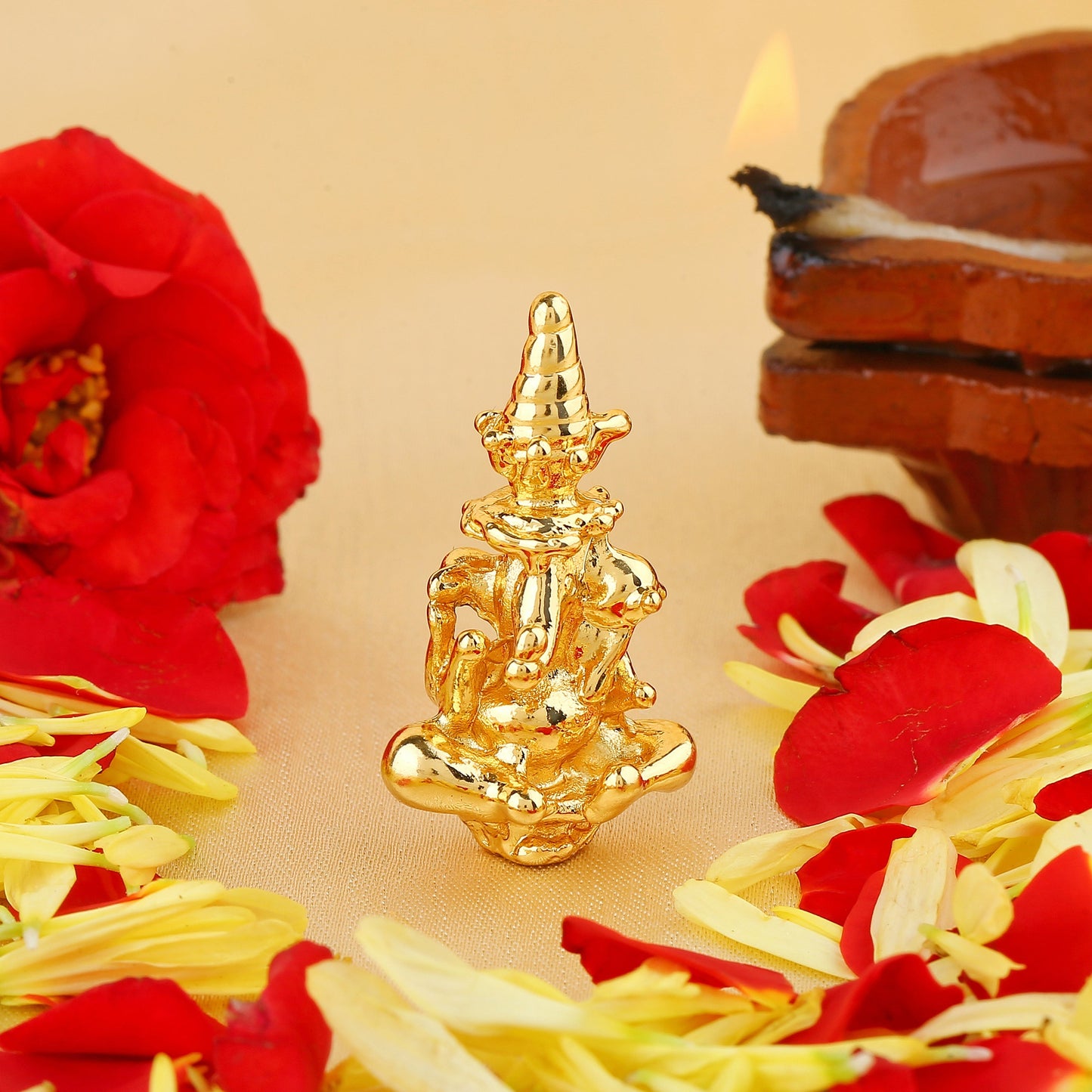 Estele Gold Plated Spiritual Lord Divine Ganesh Idol/Deity for Gifts & House Warming/Pooja Mandir/Car & Office Decors.
