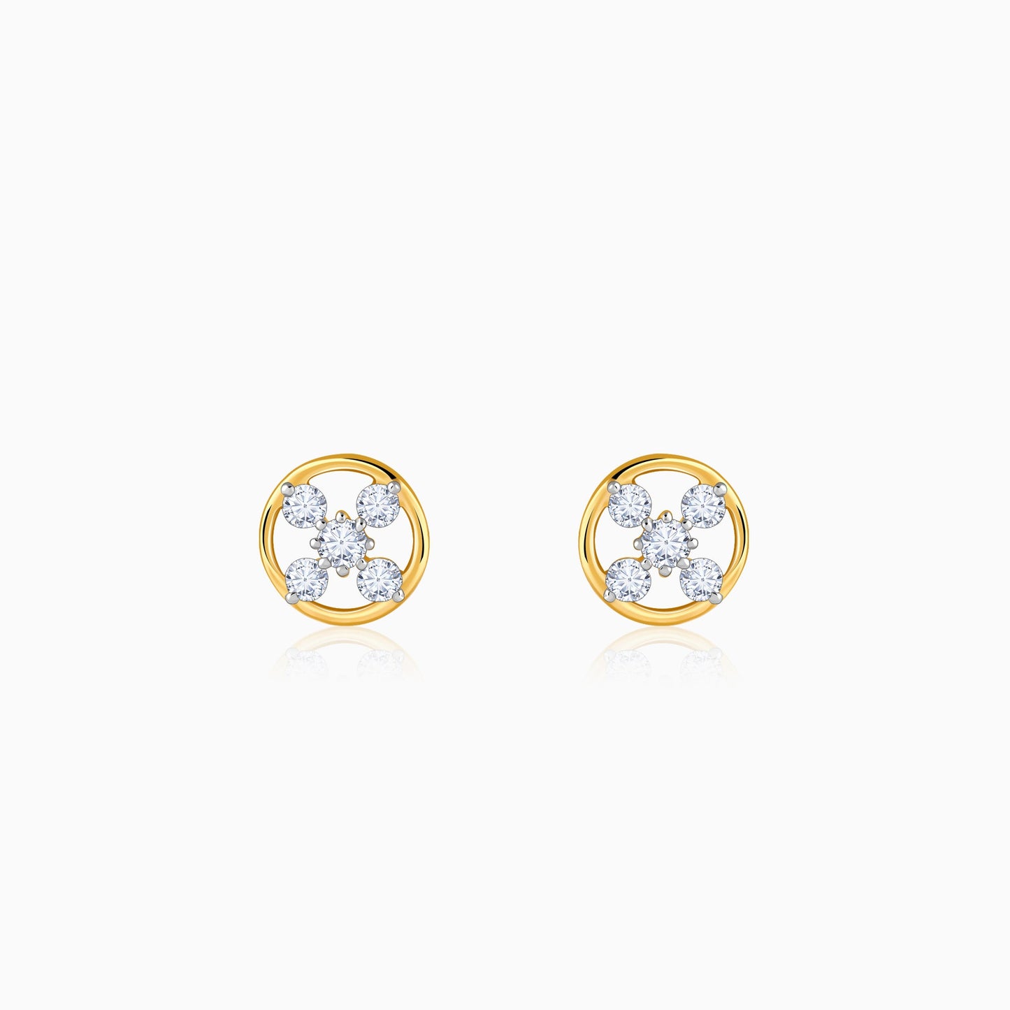 Gold Circle of Cross Lab Grown Diamond Studs