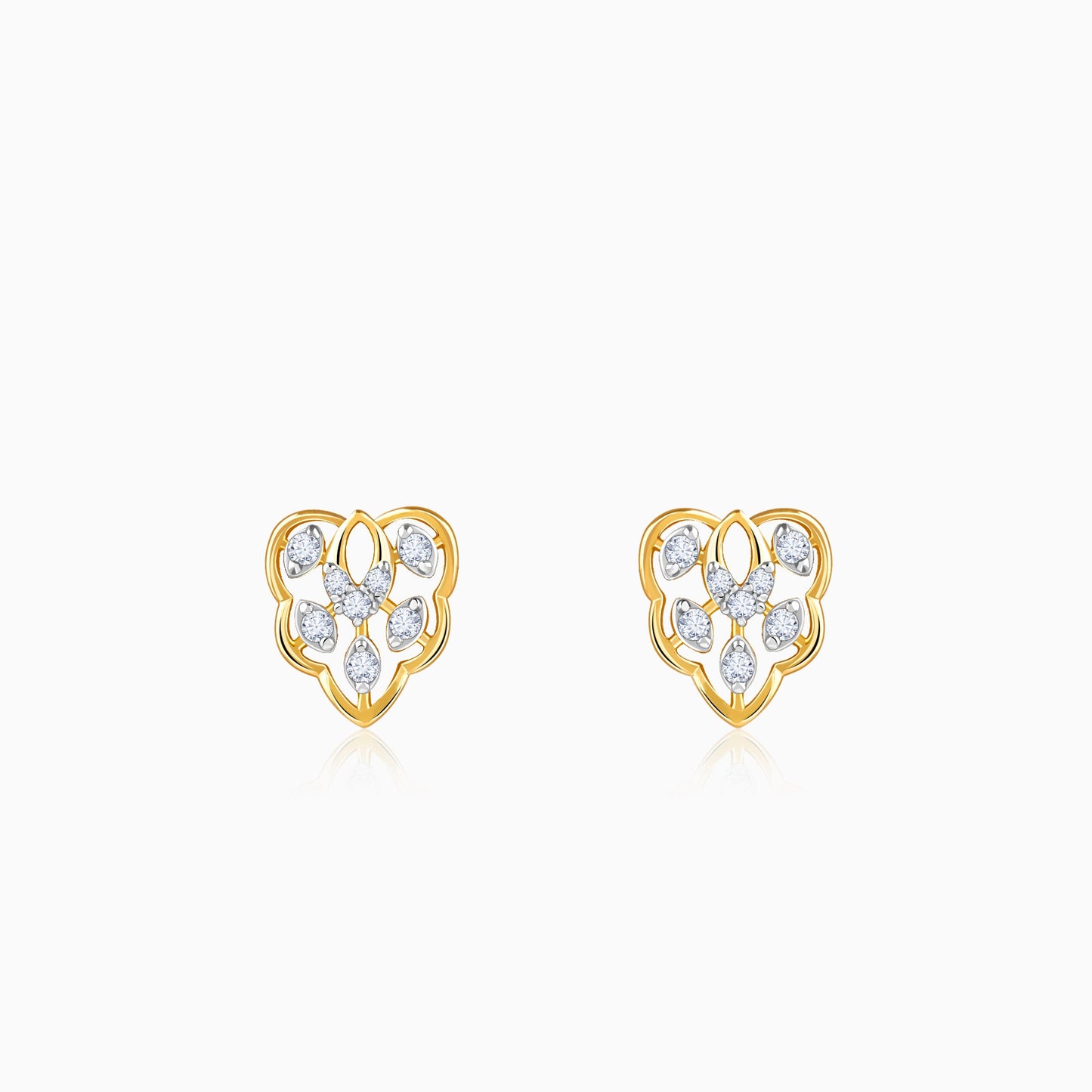 Gold Crystal Lure Lab Grown Diamond Stud Earrings