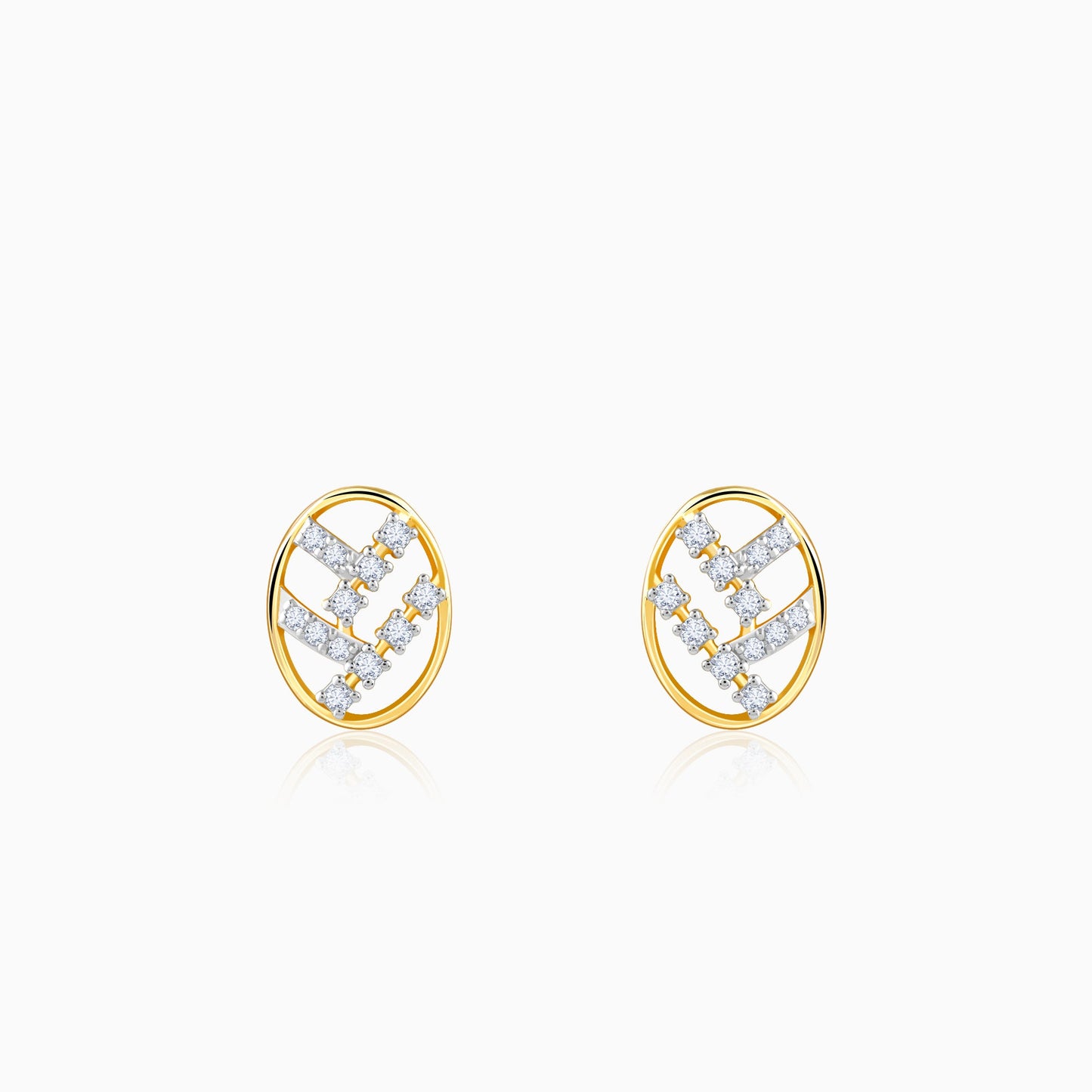 Gold Oval Lab Grown Diamond Stud Earrings