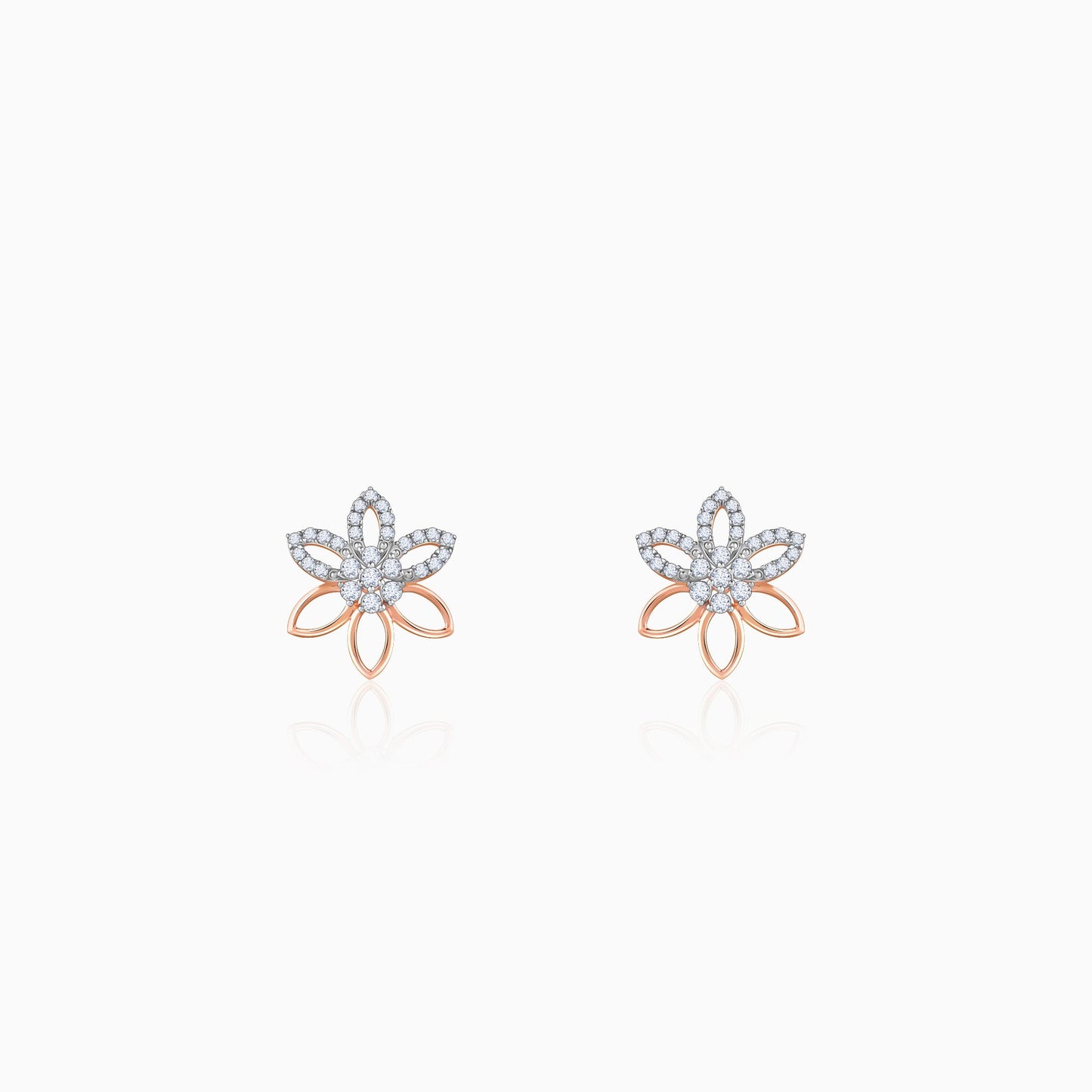 Rose Gold Petal Axis Lab Grown Diamond Studs