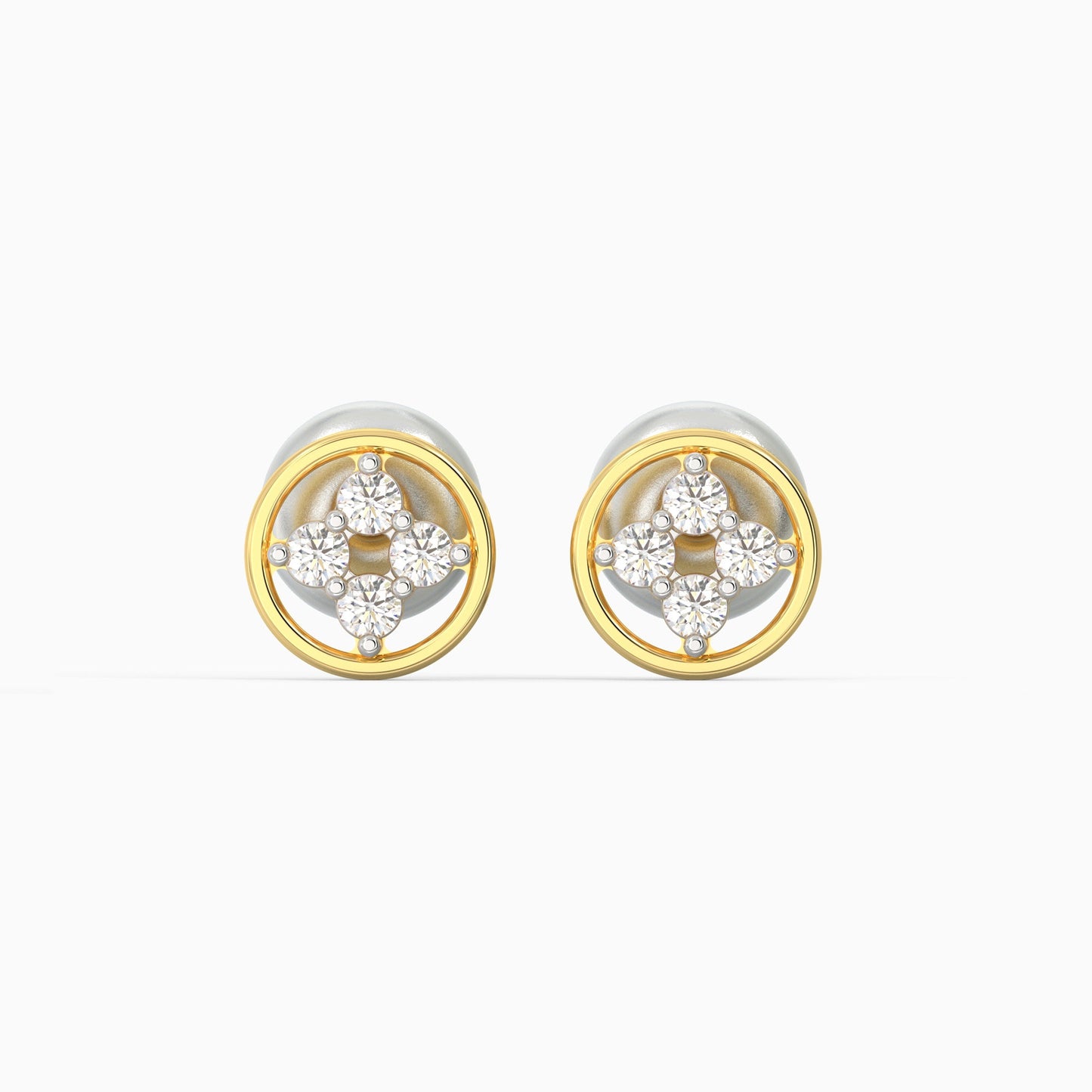 Anushka Sharma Gold Circular Quartet Diamond Stud Earrings