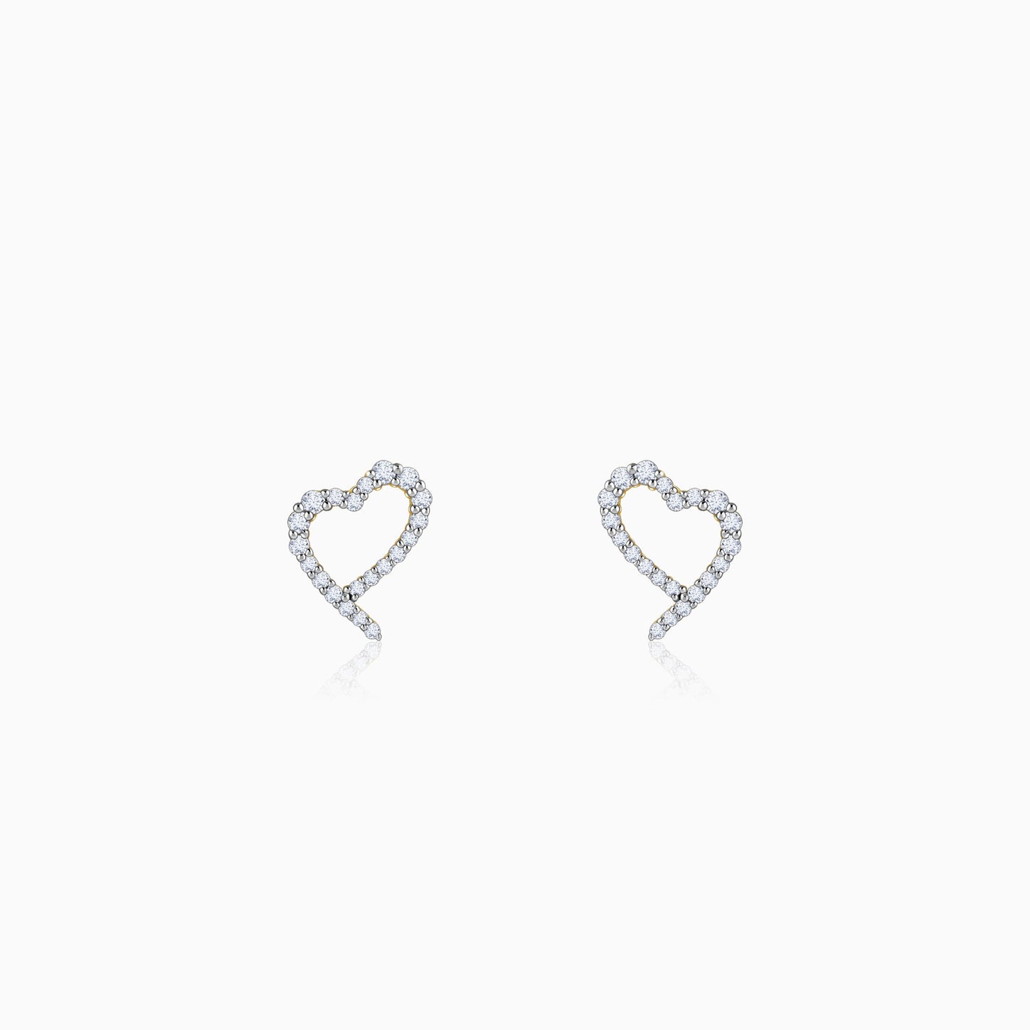 Gold Sparkle Heart Lab Grown Diamond Earrings