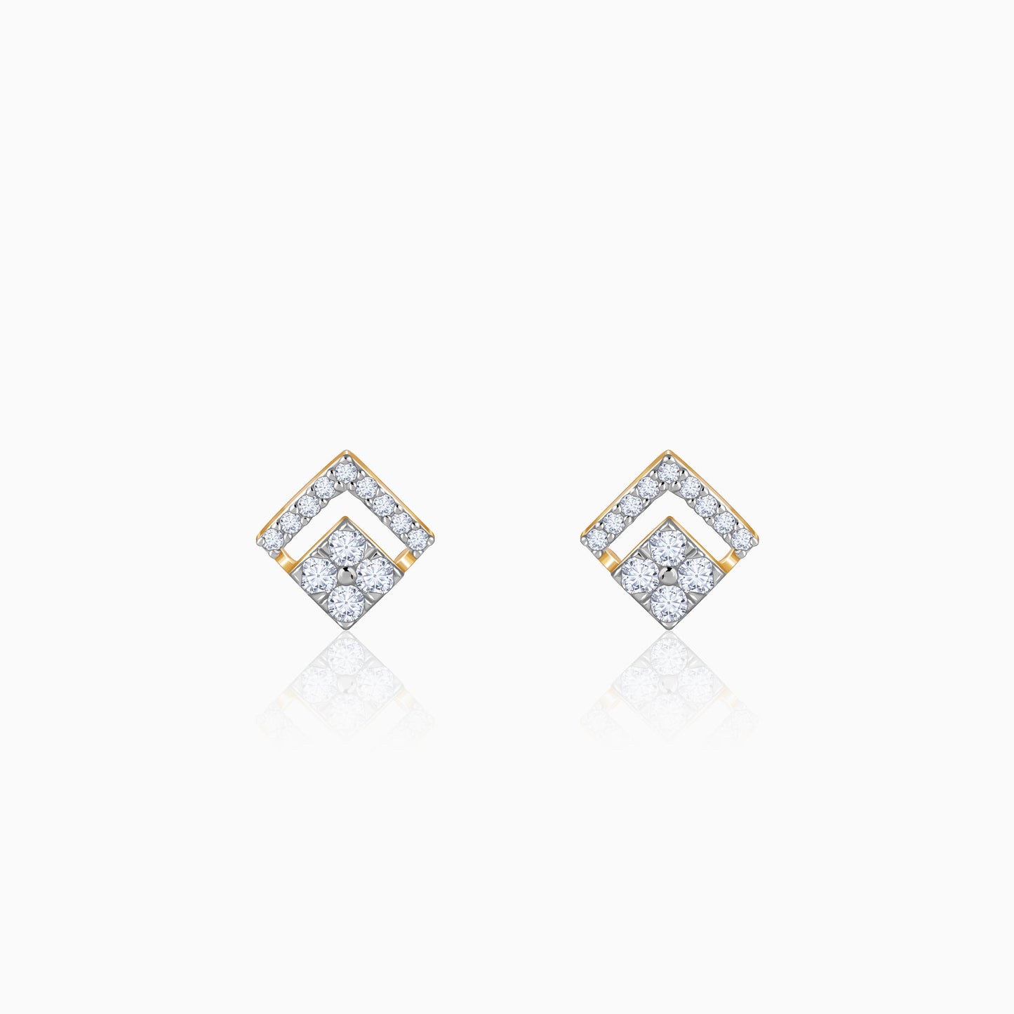 Gold Rhombus Sparkle Lab Grown Diamond Earrings