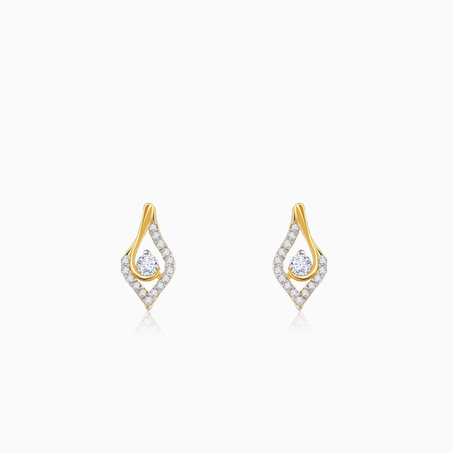 Gold Leaflet Sparkle Lab Grown Diamond Studs