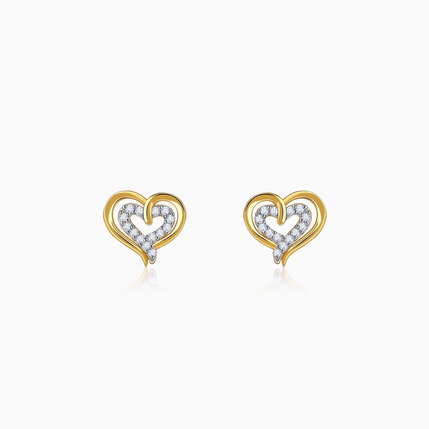 Gold Heart Frame Lab Grown Diamond Studs
