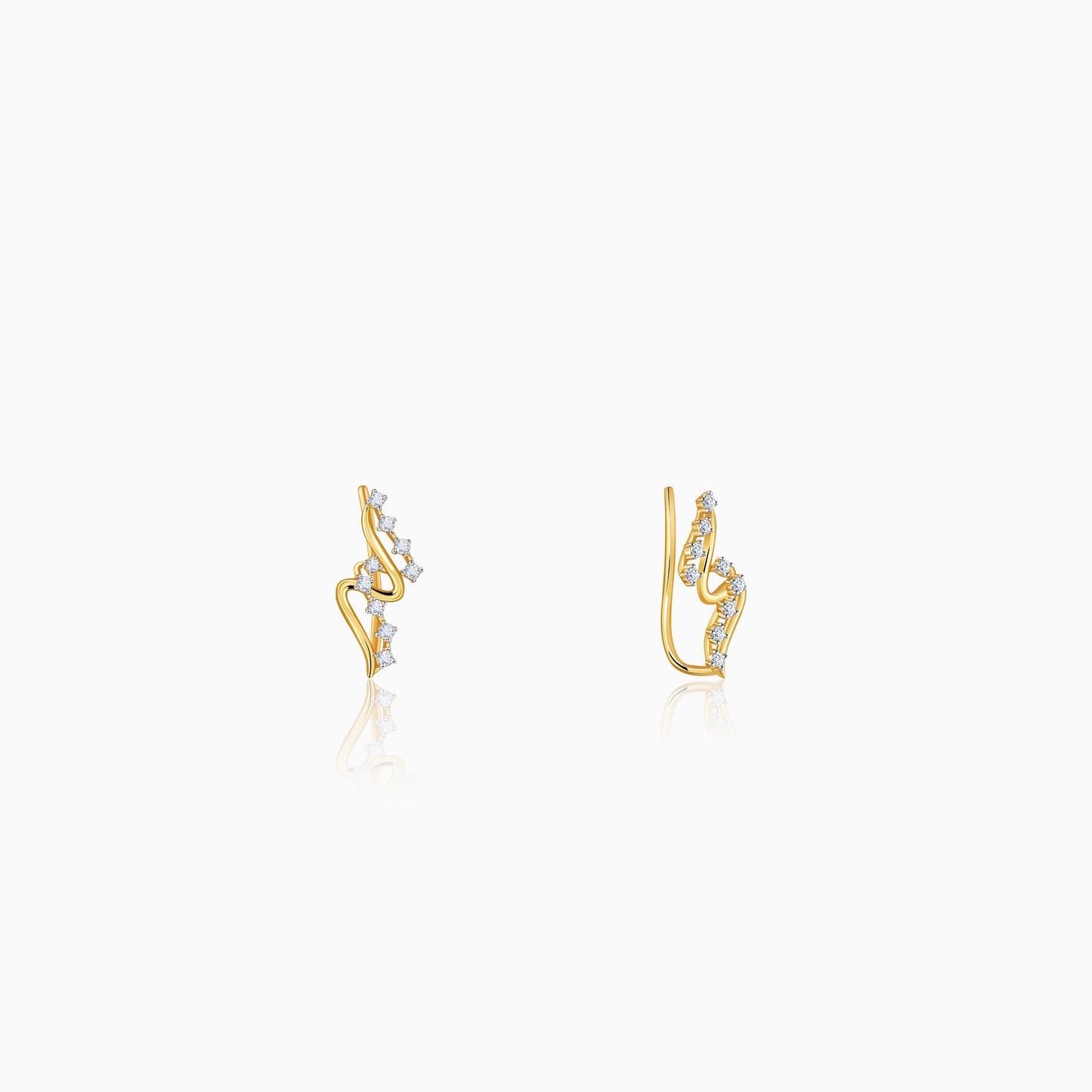 Gold Wavy Throne Lab Grown Diamond Earrings