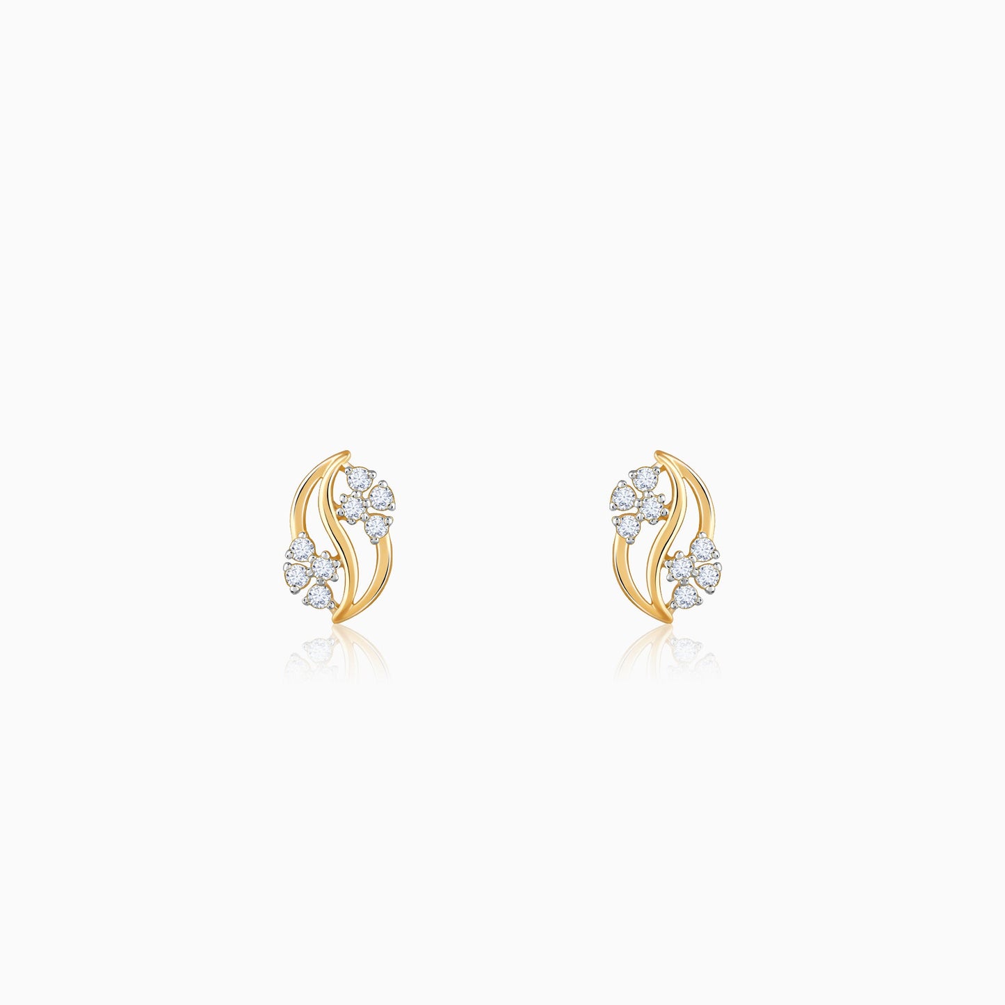 Gold Flower Wave Lab Grown Diamond Earrings