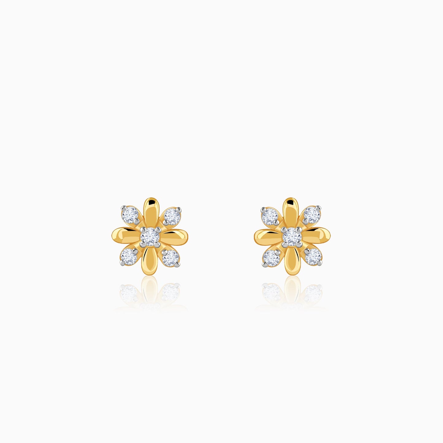 Gold Asters Lab Grown Diamond Earrings