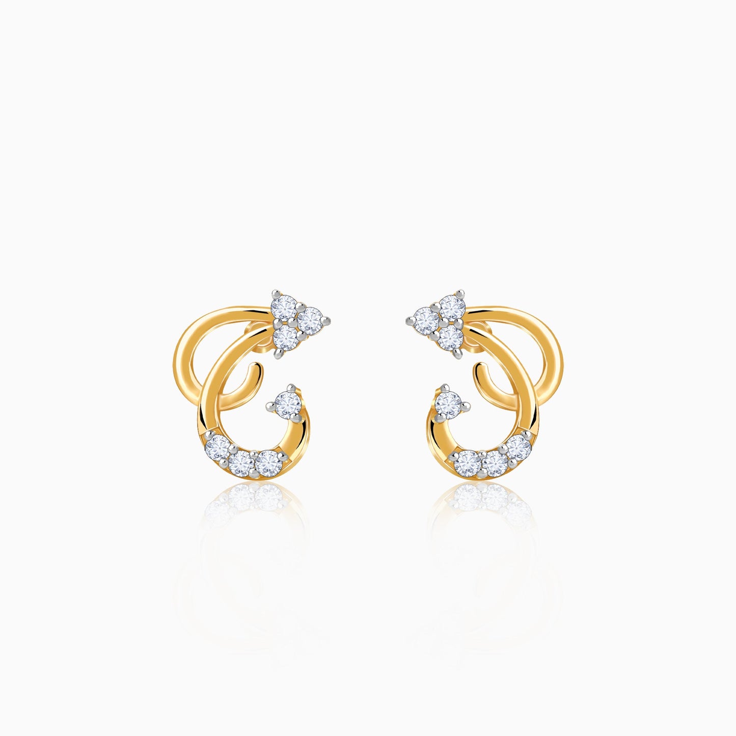 Gold Frilled Lab Grown Diamond Earrings