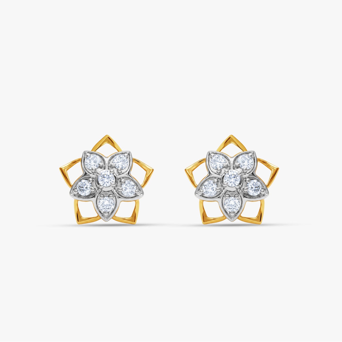 Gold Rosalie Bloom Lab Grown Diamond Earrings