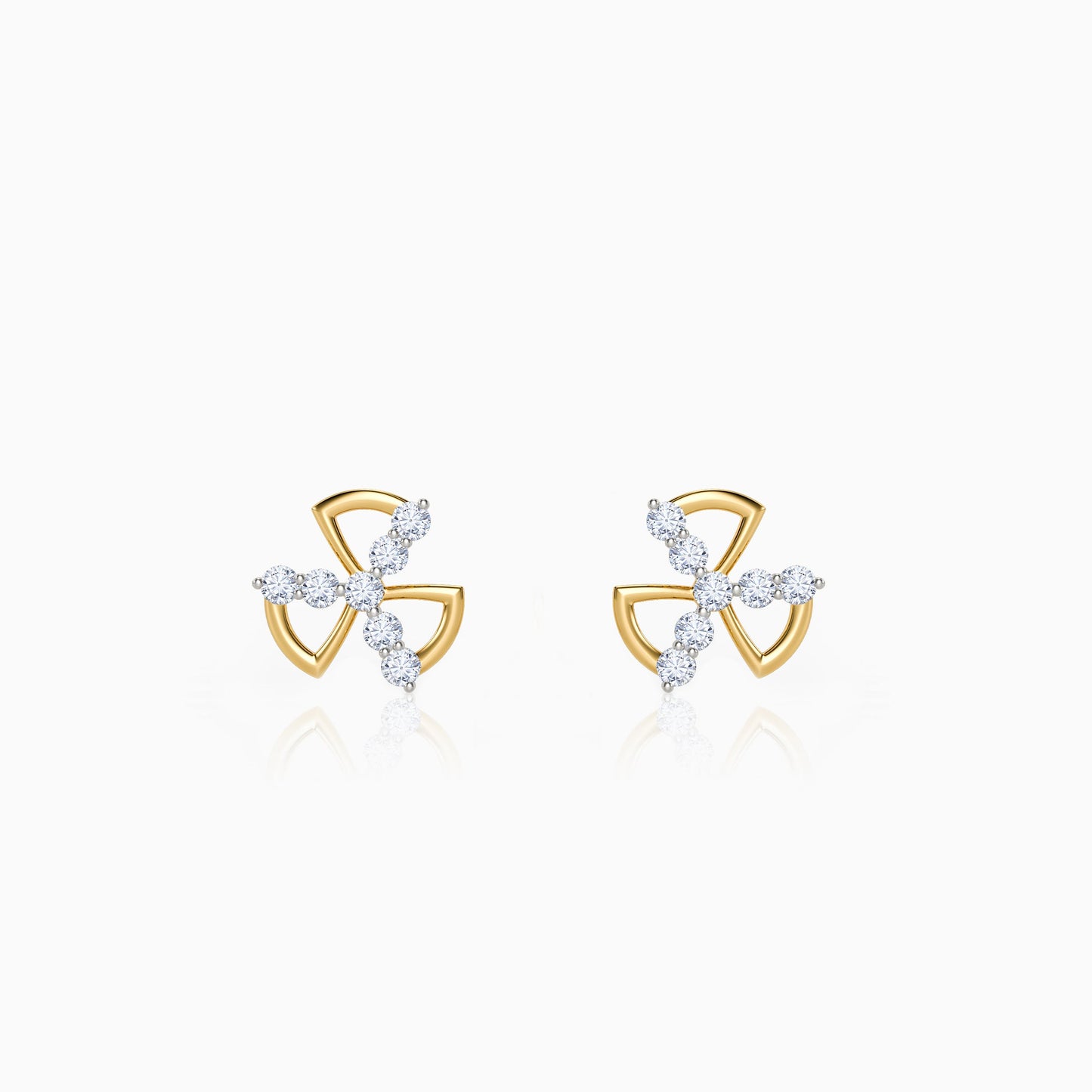 Gold Threefold Flora Lab Grown Diamond Earrings