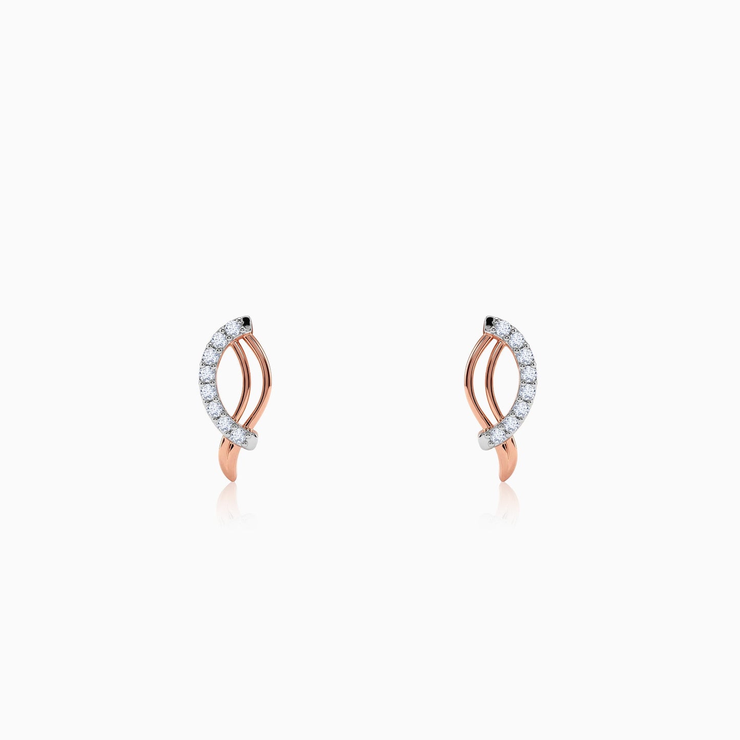 Rose Gold Petal Lab Grown Diamond Earrings