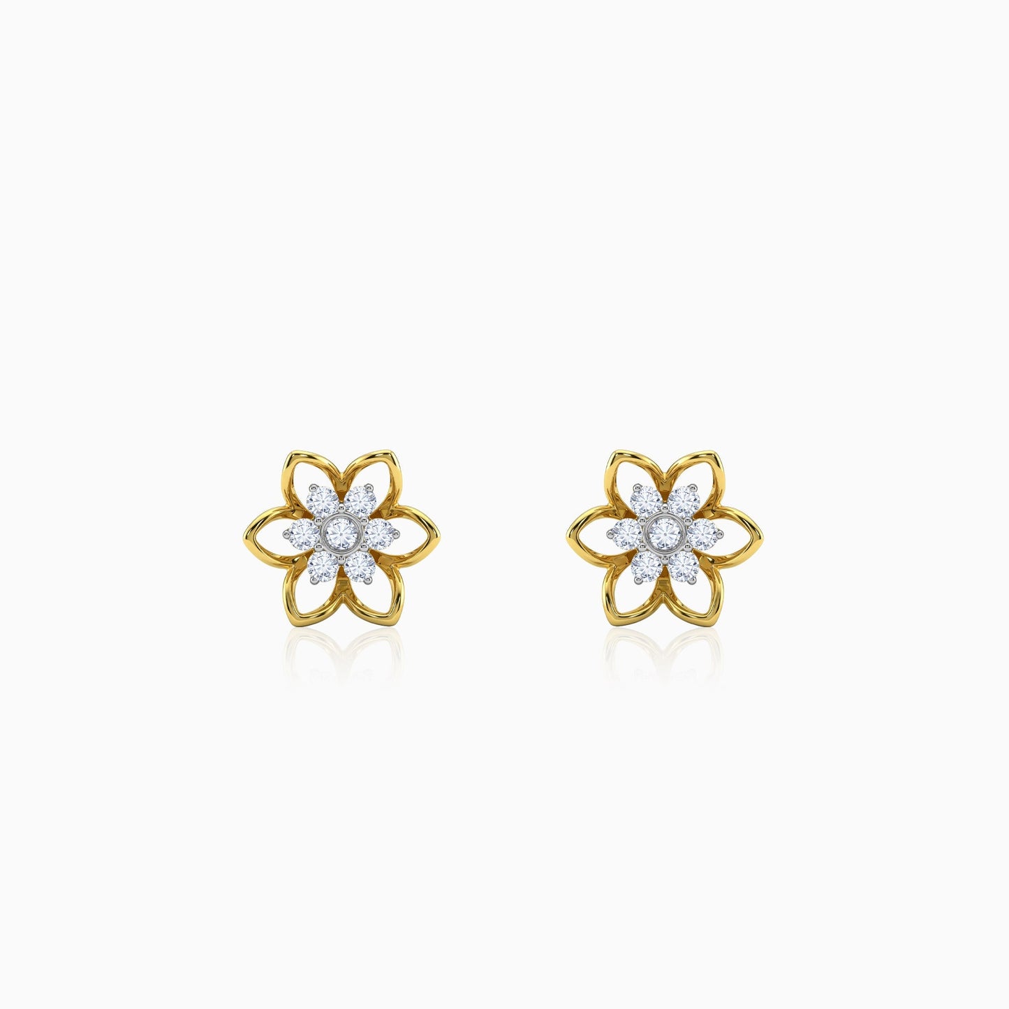 Gold Sweet Flower Lab Grown Diamond Earrings