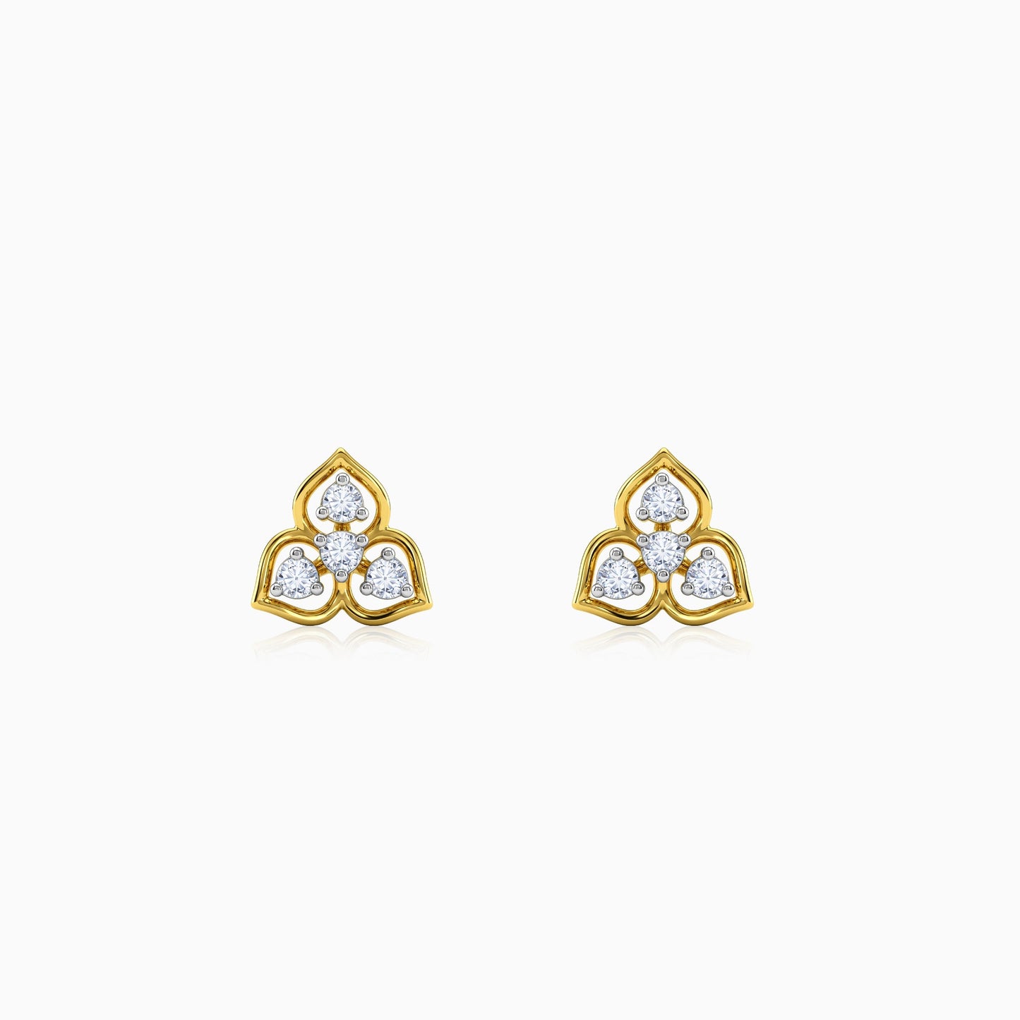 Gold Clover Loop Lab Grown Diamond Earrings