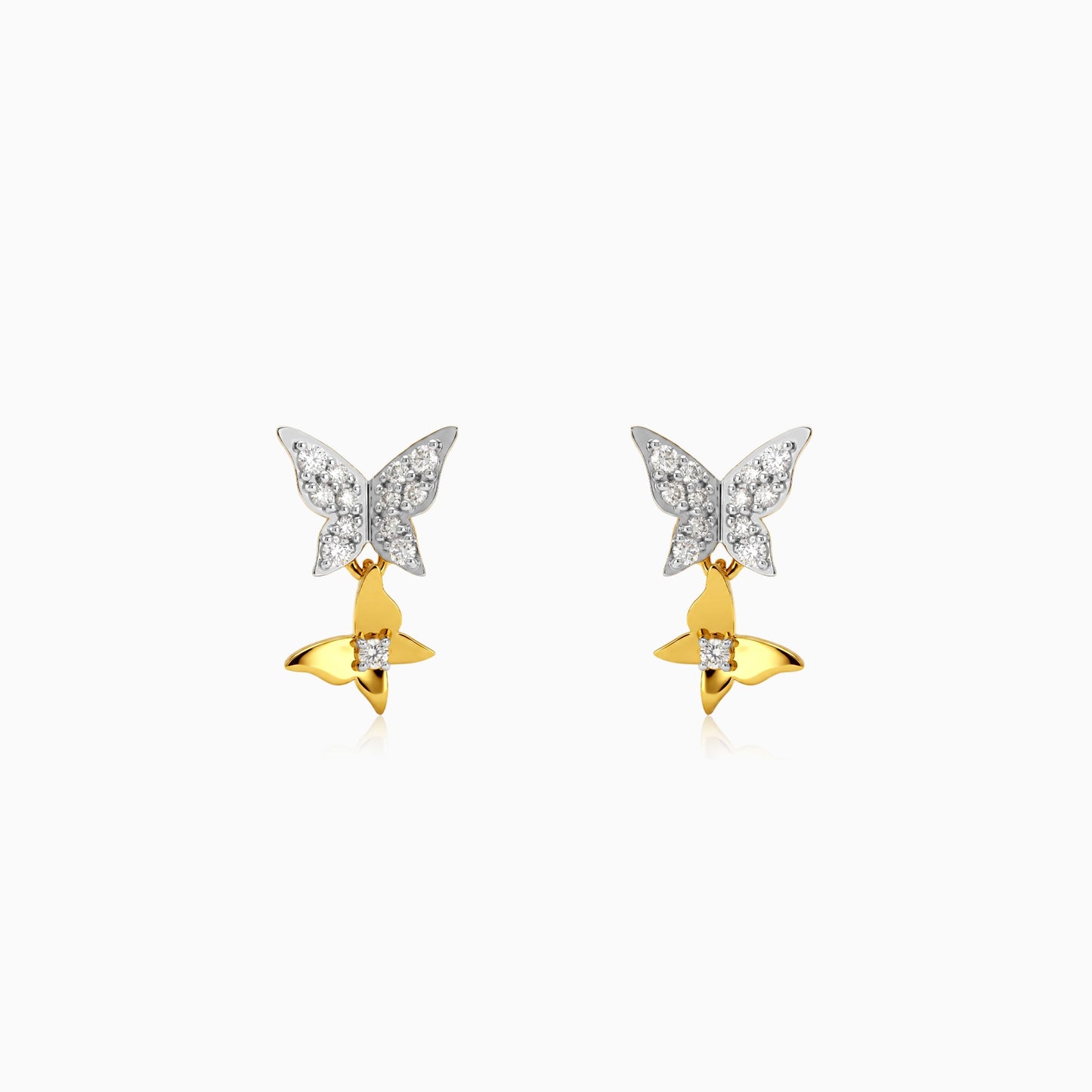 Gold Sparkling Butterfly Lab Grown Diamond Earrings