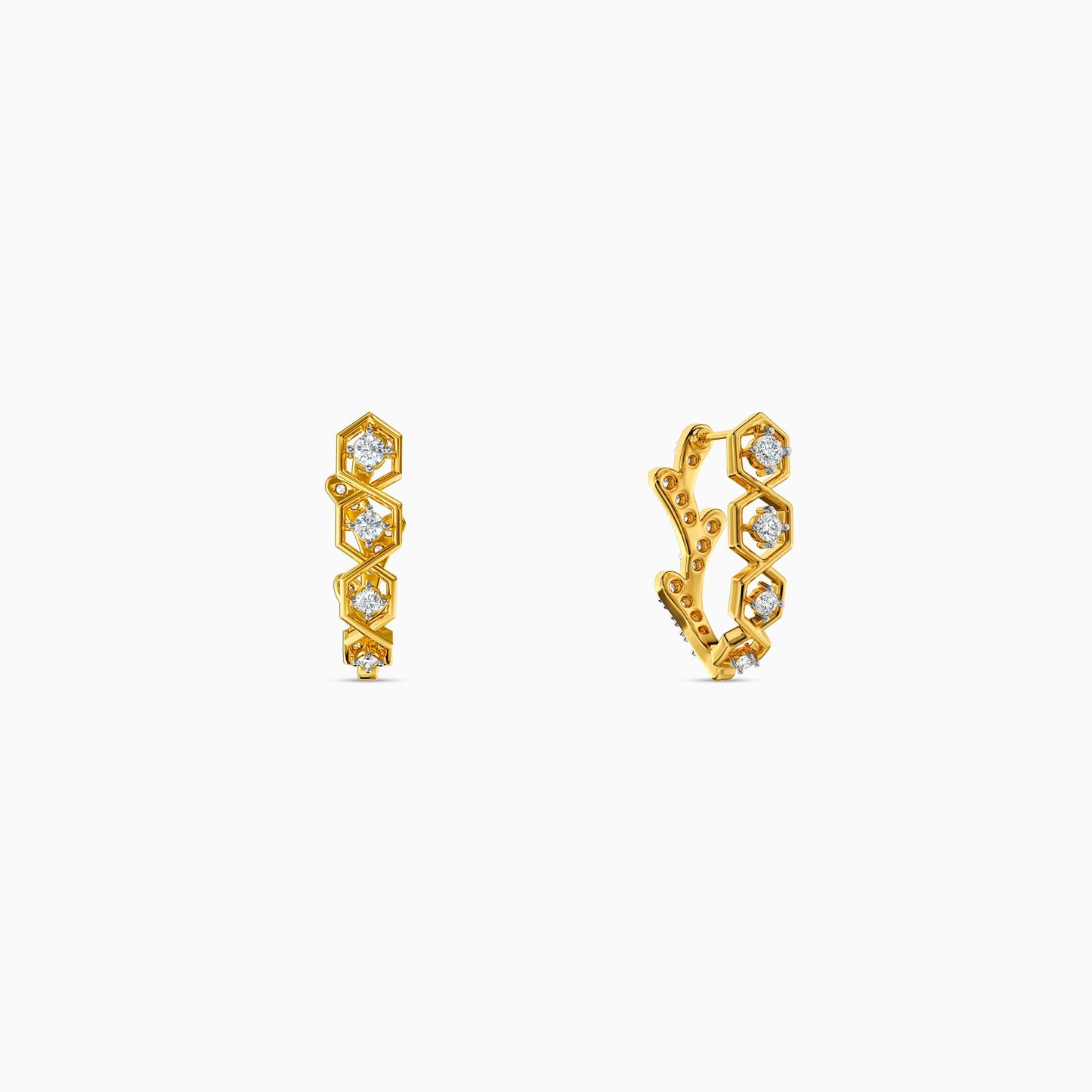Gold Spiral Luster Lab Grown Diamond Earrings