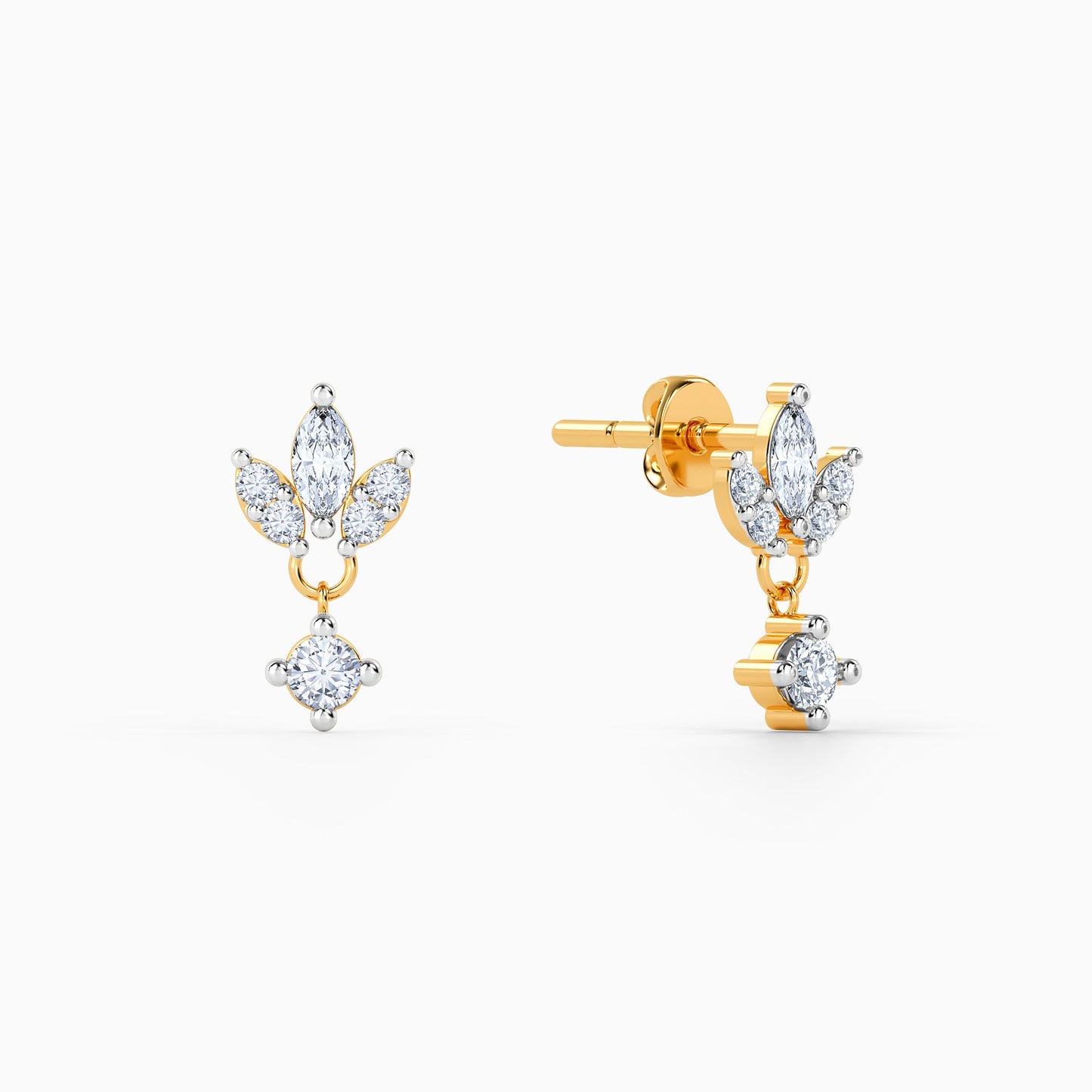 Gold Lustra Frame Lab Grown Diamond Earrings