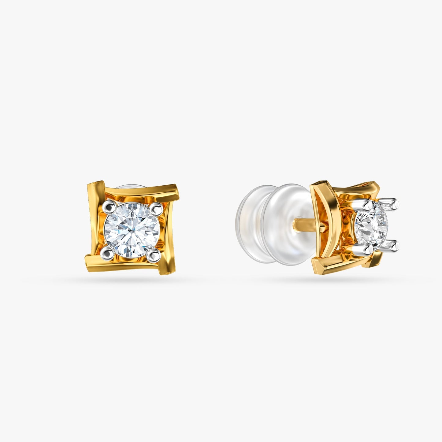 Gold Quadra Shine Lab Grown Diamond Earrings