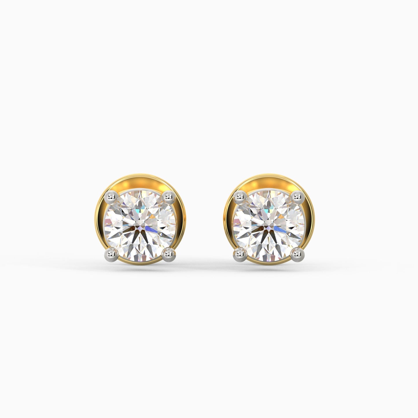 Gold Classic Solitaire Diamond Stud Earrings