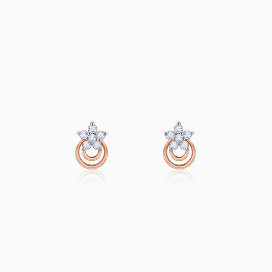Rose Gold Cosmic Petal Diamond Studs